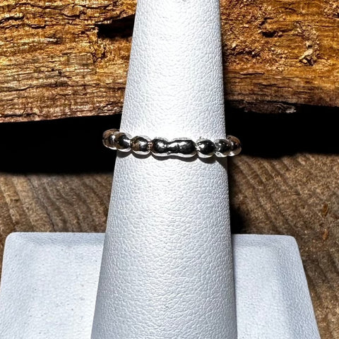 4 Sterling Silver rings beaded band with 3mm ball bead. Bubbled band ring Minimalistic dainty stackable ring