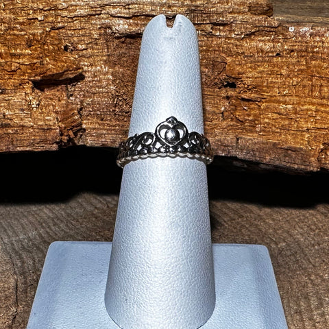 4 Sterling Silver heart ring 8mm width heart  shaped tiara