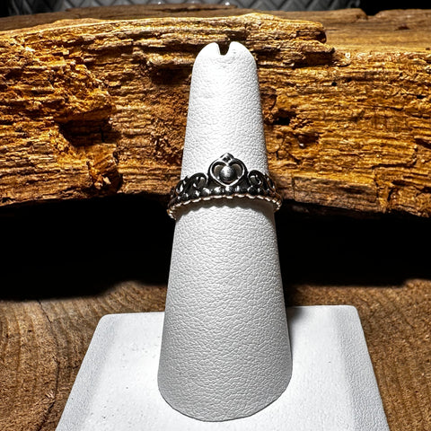 5 Sterling Silver heart ring 8mm width heart  shaped tiara