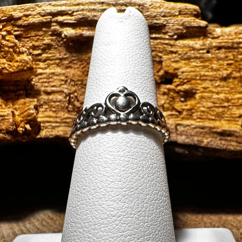 6 Sterling Silver heart ring 8mm width heart  shaped tiara