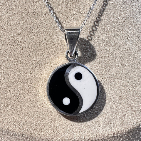 Sterling Silver smooth yin yang stone pendant 6