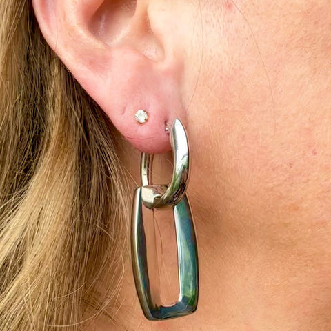 5 Sterling Silver Bold look earrings rectangular hoop