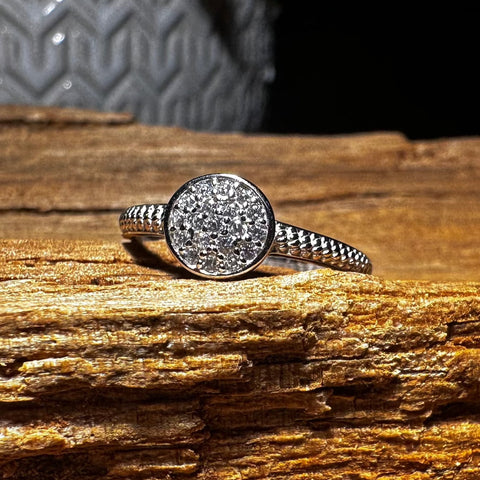 Sterling Silver with rhodium cubic zirconia stackable ring 7mm width