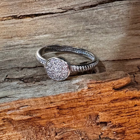 2 Sterling Silver with rhodium cubic zirconia stackable ring 7mm width