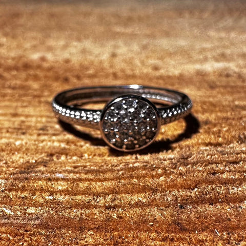 3 Sterling Silver with rhodium cubic zirconia stackable ring 7mm width