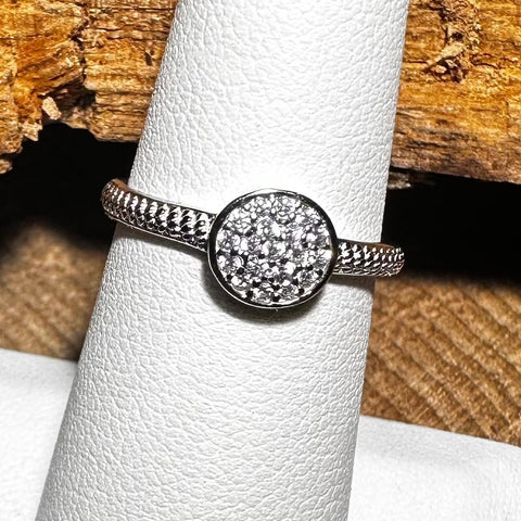 4 Sterling Silver with rhodium cubic zirconia stackable ring 7mm width