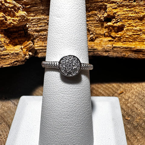 5 Sterling Silver with rhodium cubic zirconia stackable ring 7mm width