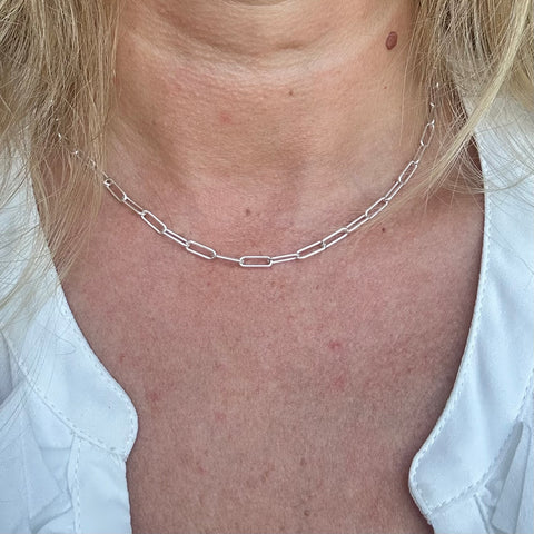 3.2mm Round Paperclip Chain Sterling Silver 10