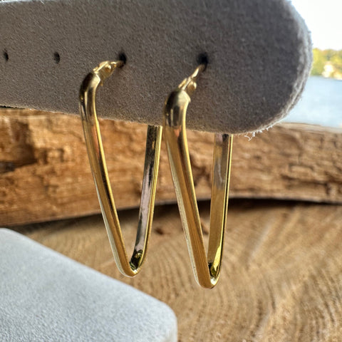 Earrings 10K Solid Gold Triangle Shape Bunny Closure 