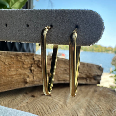 3 Earrings 10K Solid Gold Triangle Shape Bunny Closure 