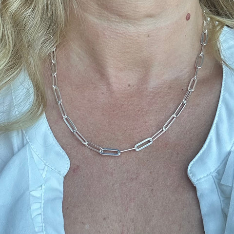 2 Chain Sterling Silver 4.5mm Flat Paperclip