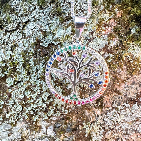 Pendant Sterling Silver Tree of Life 18.5mm CZ