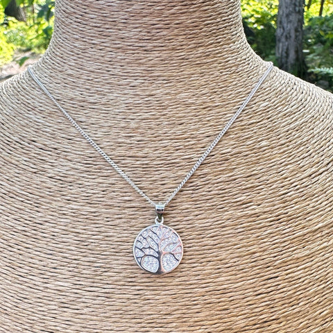 Sterling silver with rhodium tree of life pendant 17mm diameter 13