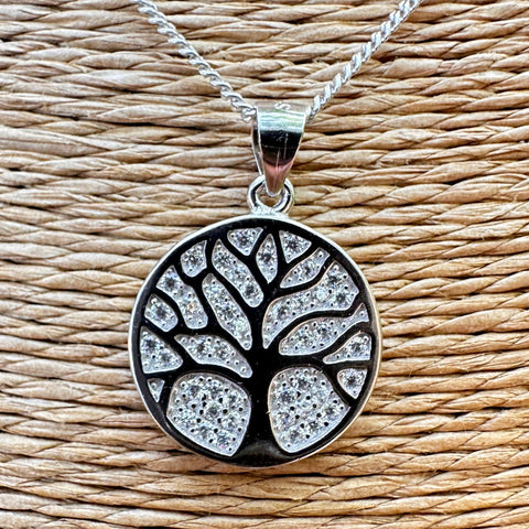 Sterling silver with rhodium tree of life pendant 17mm diameter 11