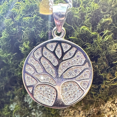 Sterling silver with rhodium tree of life pendant 17mm diameter 8