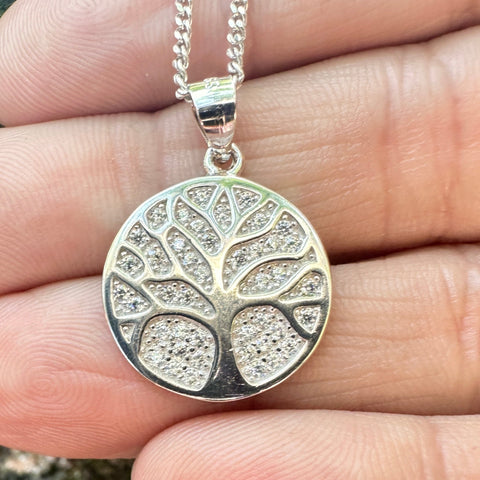 Sterling silver with rhodium tree of life pendant 17mm diameter 6