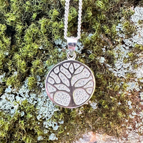 Sterling silver with rhodium tree of life pendant 17mm diameter 4