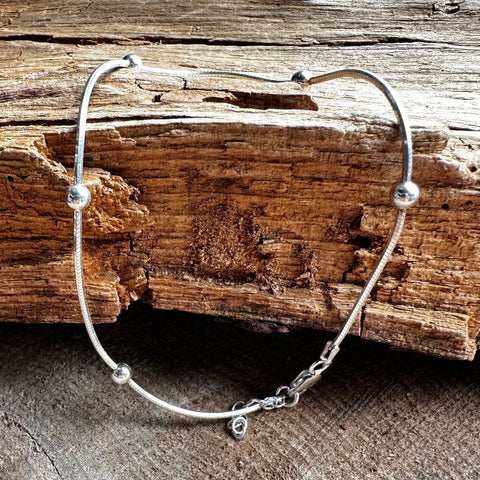 2 Anklet SURI Sterling silver 8 sided snake link