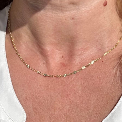 10k Solid Gold Chain Necklace Sparkly Sun 2