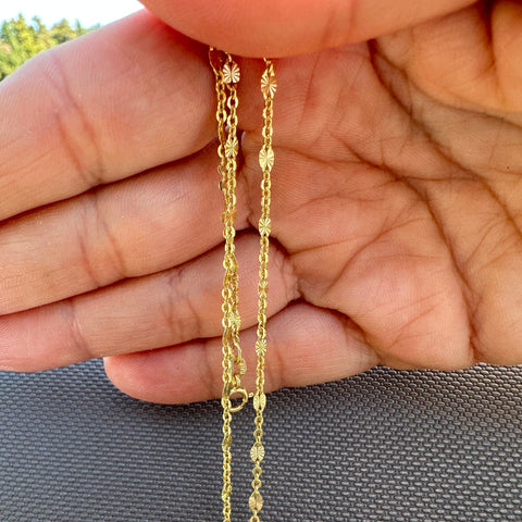 10k Solid Gold Chain Necklace Sparkly Sun 5