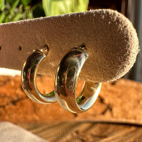 3 Earrings 10K Gold Huggies rounded edges bunny closure