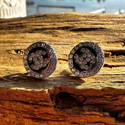 Sterling Silver cubic Zirconia circle Stud 11mm