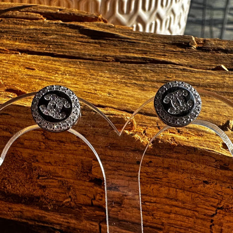 6 Sterling Silver cubic Zirconia circle Stud 11mm