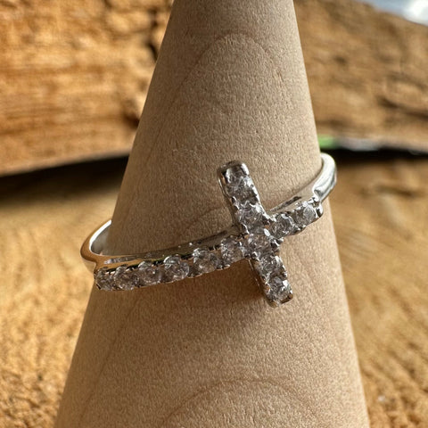 Ring CRESSIDA er sideway Cross with Cubic ZirconiaSterling Silver 