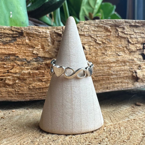 5 Sterling Silver heart and infinity ring 5mm width