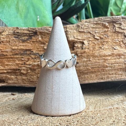 Sterling Silver heart and infinity ring 5mm width
