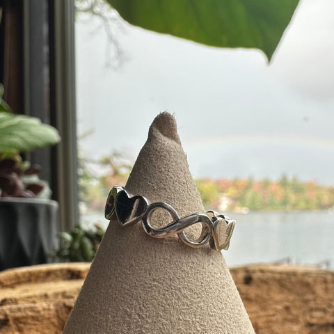 6 Sterling Silver heart and infinity ring 5mm width