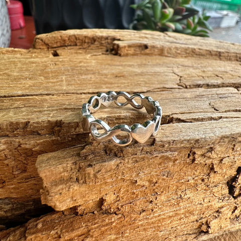 11 Sterling Silver heart and infinity ring 5mm width
