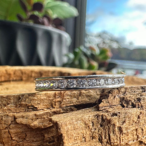 7 Ring ETERNA Sterling Silver band with Cubic Zirconia