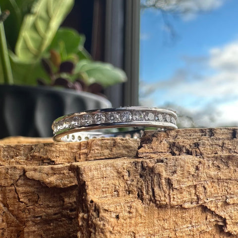 9 Ring ETERNA Sterling Silver band with Cubic Zirconia