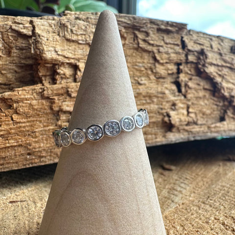 3 Sterling Silver rhodium plated bubble eternity band ring minimalistic