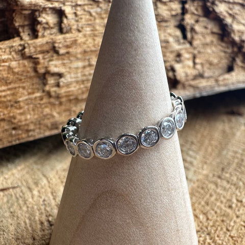 4 Sterling Silver rhodium plated bubble eternity band ring minimalistic
