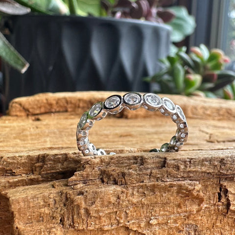6 Sterling Silver rhodium plated bubble eternity band ring minimalistic