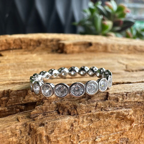 7 Sterling Silver rhodium plated bubble eternity band ring minimalistic