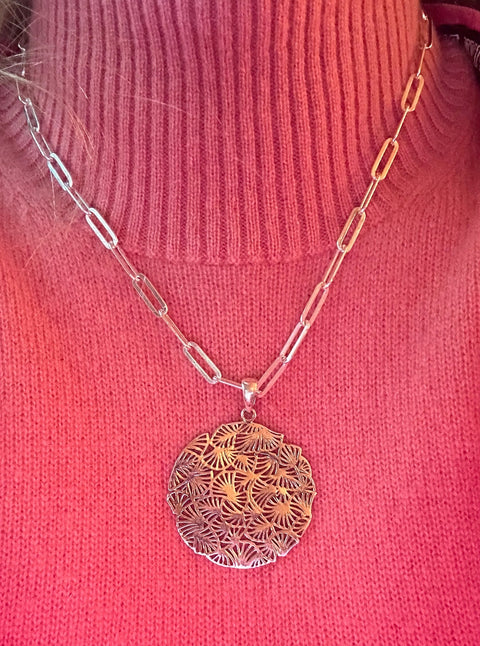 Sterling silver filigree pendant 40x1mm frame