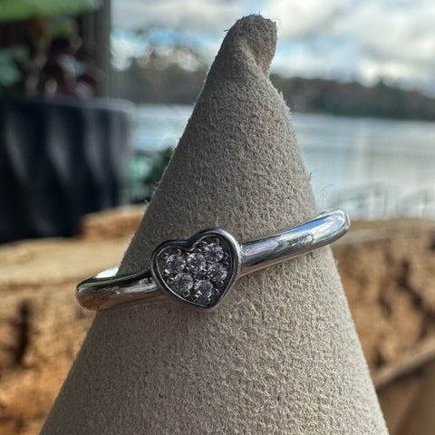 5 Ring HALONA Sterling Silver Rhodium with Cubic Zirconia adorned Heart