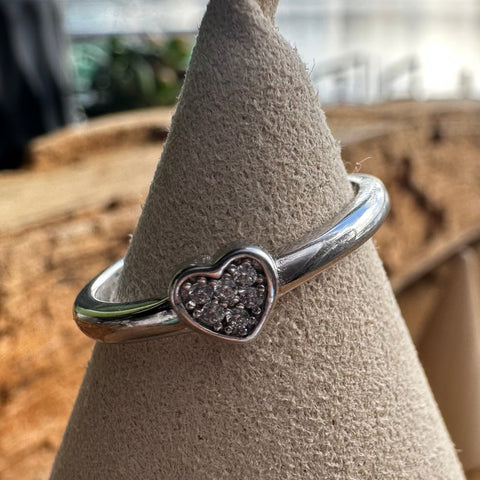 Ring HALONA Sterling Silver Rhodium with Cubic Zirconia adorned Heart