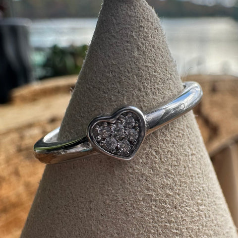 2 Ring HALONA Sterling Silver Rhodium with Cubic Zirconia adorned Heart