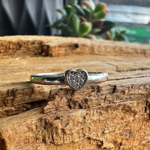 6 Ring HALONA Sterling Silver Rhodium with Cubic Zirconia adorned Heart