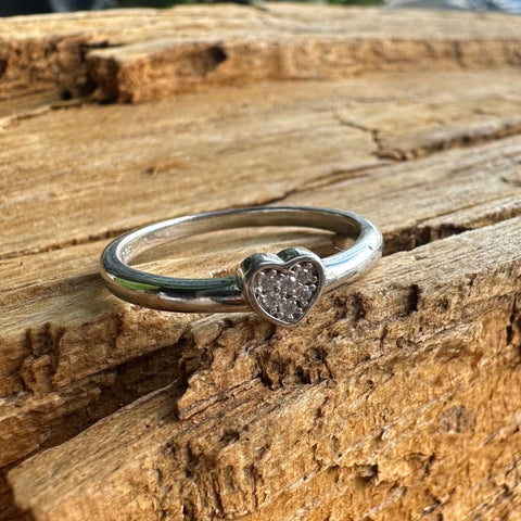 7 Ring HALONA Sterling Silver Rhodium with Cubic Zirconia adorned Heart