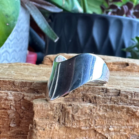 9 Ring Sterling Silver Polished WAVE Boho style