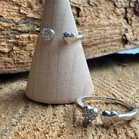 LAST ONE Ring Hestia Sterling Silver two hearts