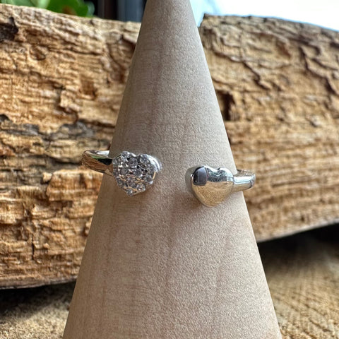 LAST ONE Ring Hestia Sterling Silver two hearts