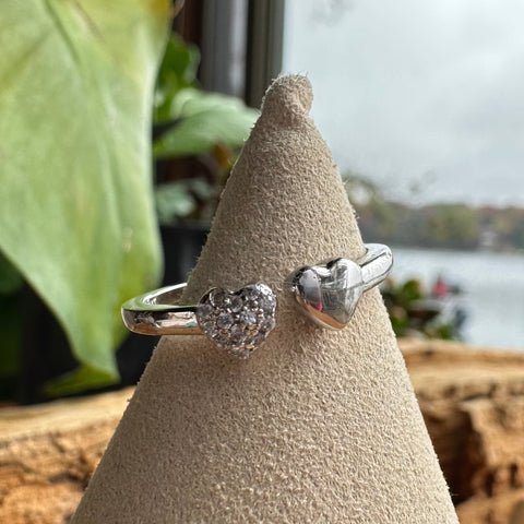 LAST ONE Ring Hestia Sterling Silver two hearts