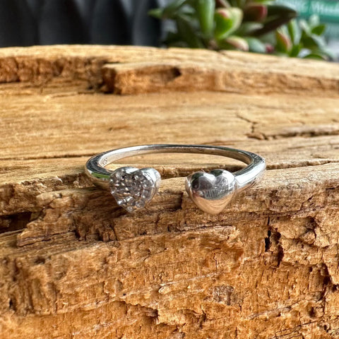 LAST ONE Ring Hestia Sterling Silver two hearts