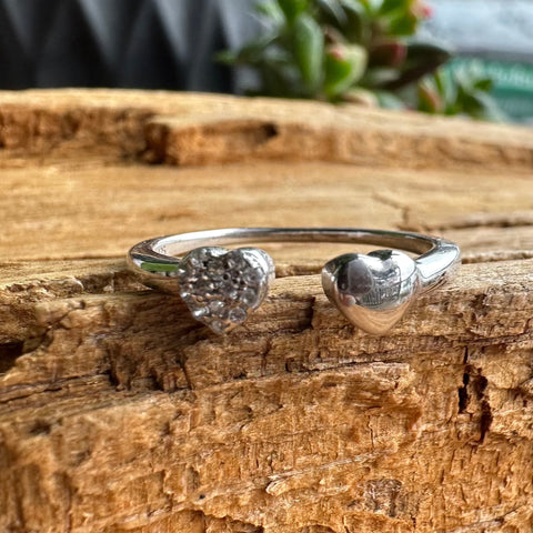 LAST ONE Ring Hestia Sterling Silver two hearts